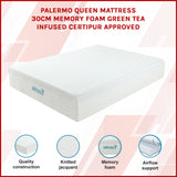 Queen 30cm Green Tea Memory Foam Mattress &ndash; Cooling Comfort with CertiPUR-US&reg; Certified Foam - Side View