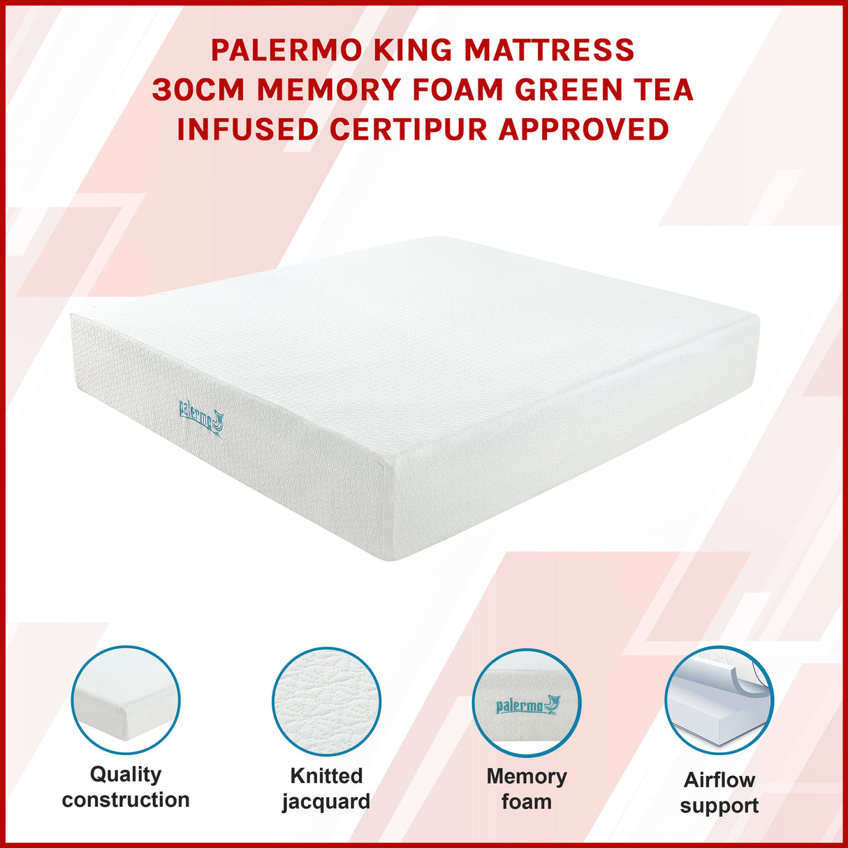 King 30cm Green Tea Memory Foam Mattress &ndash; Cooling Comfort with CertiPUR-US&reg; Certified Foam