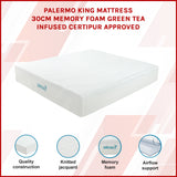 King 30cm Green Tea Memory Foam Mattress &ndash; Cooling Comfort with CertiPUR-US&reg; Certified Foam