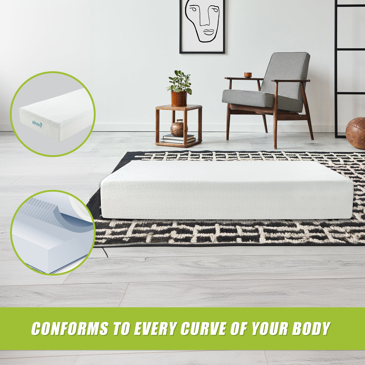 King Single 30cm Green Tea Memory Foam Mattress &ndash; Cooling Comfort with CertiPUR-US&reg; Certified Foam