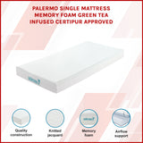 Single Green Tea Memory Foam Mattress &ndash; Cooling Comfort with CertiPUR-US&reg; Certified Foam - Side View