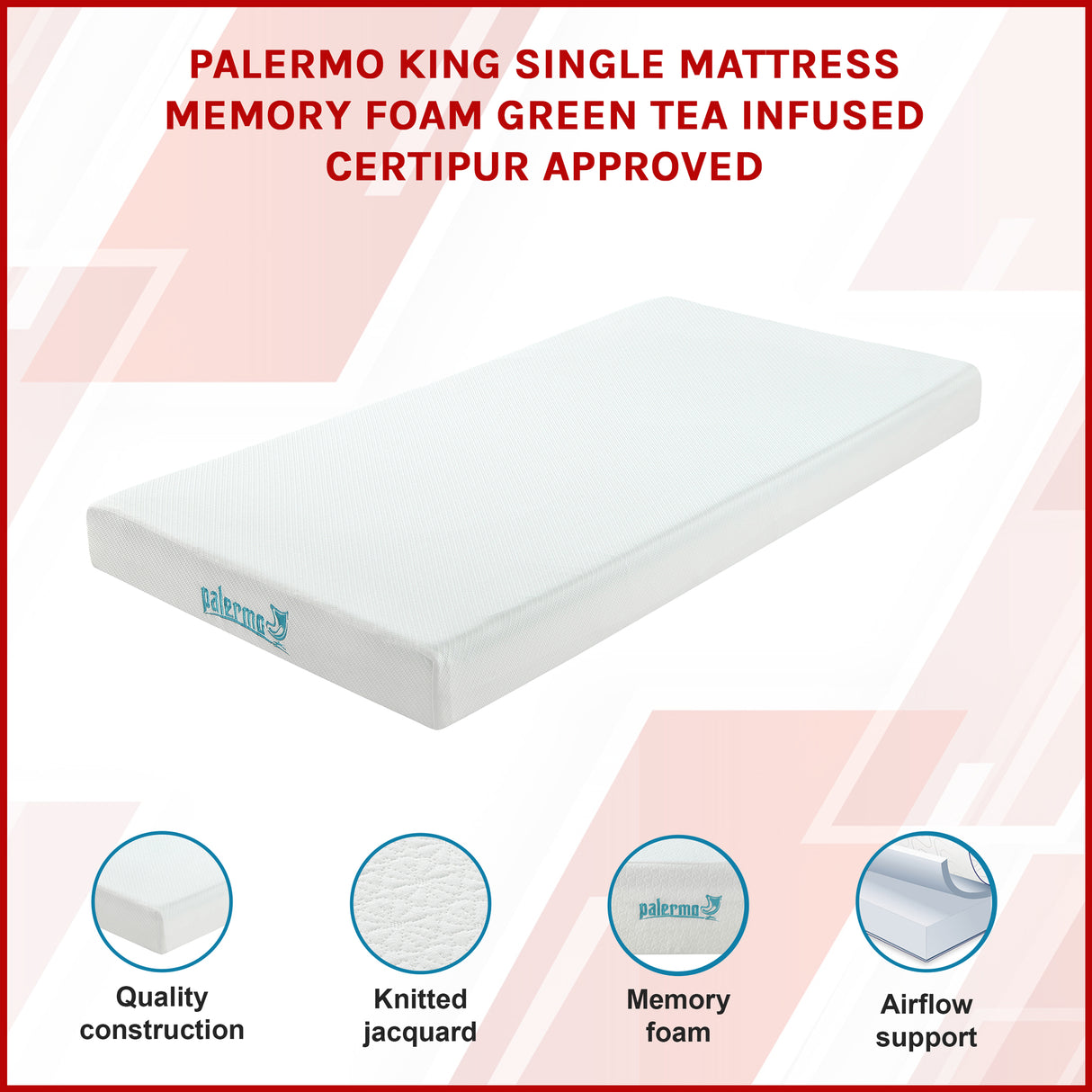 King Single Green Tea Memory Foam Mattress &ndash; Cooling Comfort with CertiPUR-US&reg; Certified Foam