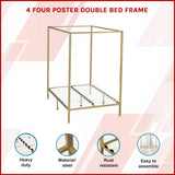 4 Four Poster Double Bed Frame - Side View