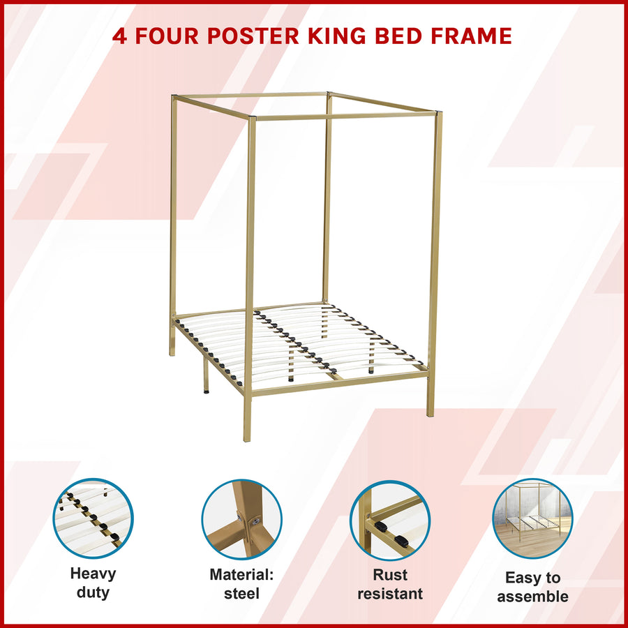 4 Four Poster King Bed Frame, image 3