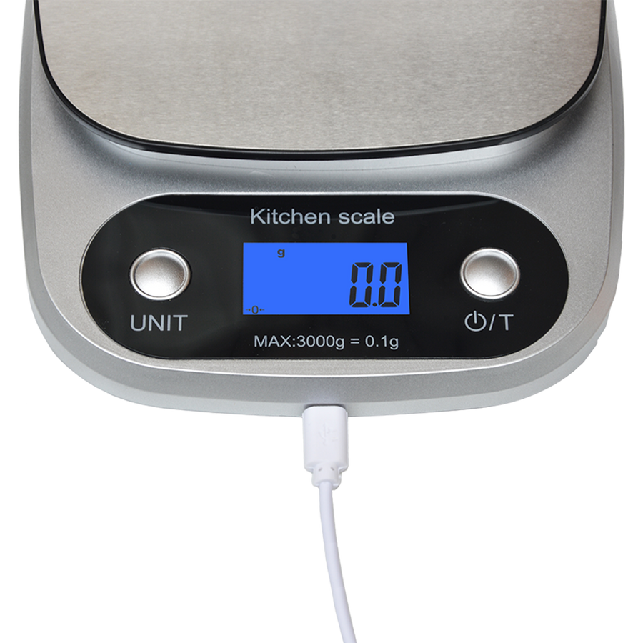 0.1g Digital Kitchen Scale 3kg Rechargeable High Precision Food