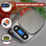 0.1g Digital Kitchen Scale 3kg Rechargeable High Precision Food - Low Angle