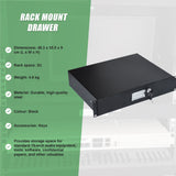 19" Rack Mount 2U Steel Plate DJ Drawer Equipment Cabinet Locking Lockable