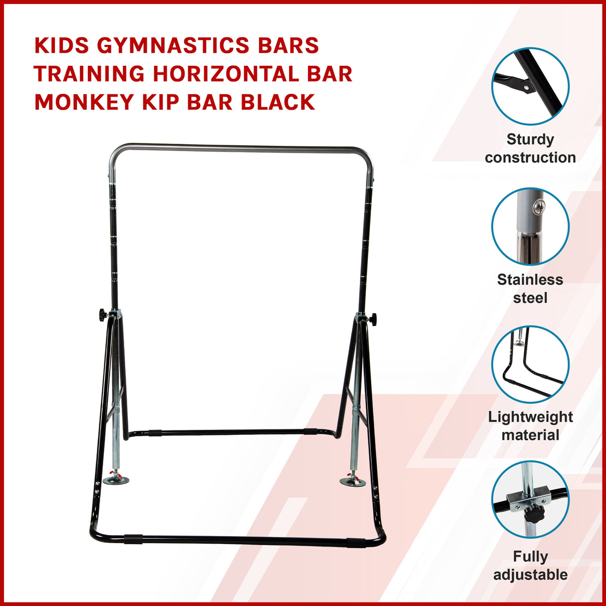 Kids Gymnastics Bars Training Horizontal Bar Monkey Kip Bar Black