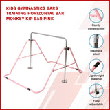 Kids Gymnastics Bars Training Horizontal Bar Monkey Kip Bar Pink - Side View