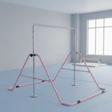 Kids Gymnastics Bars Training Horizontal Bar Monkey Kip Bar Pink - Close-Up Angle