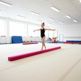2.2m Gymnastics Folding Balance Beam Pink Synthetic Suede - 45-Degree Angle
