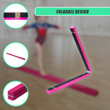 2.2m Gymnastics Folding Balance Beam Pink Synthetic Suede