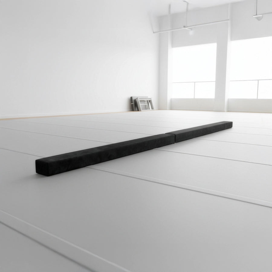 2.2m Gymnastics Folding Balance Beam Black Synthetic Suede