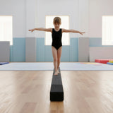 2.2m Gymnastics Folding Balance Beam Black Synthetic Suede - 45-Degree Angle
