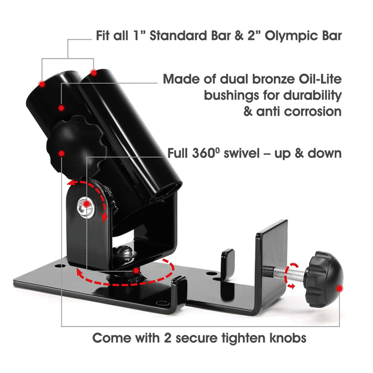 Landmine T Bar Row Platform 360 Degree Swivel for 1 & 2 Inch Bars Olympic
