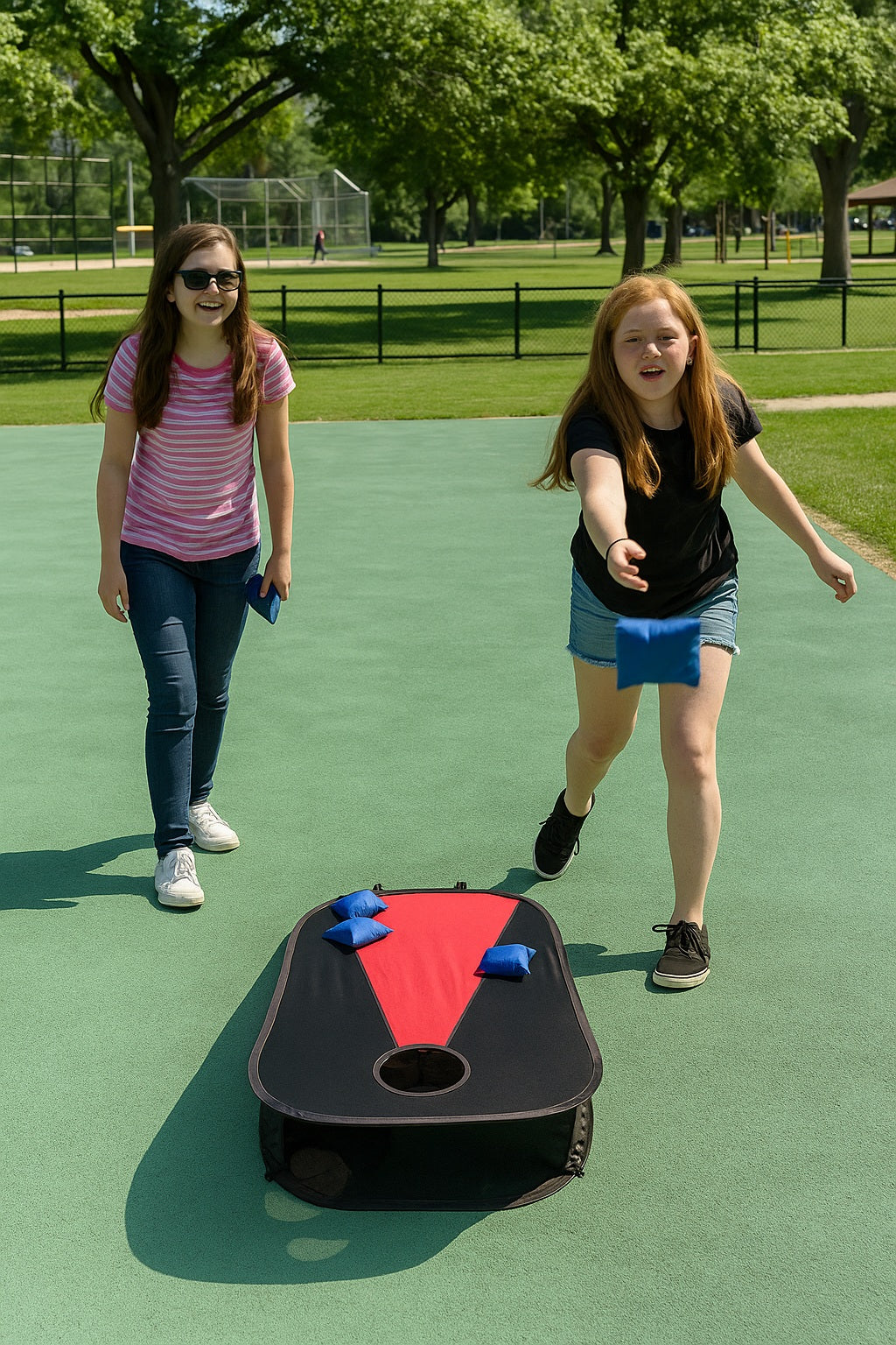 Collapsible Portable Corn Hole Boards With 8 Cornhole Bean Bags, Carry Case