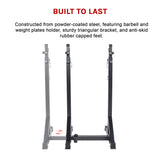 Commercial Squat Rack Adjustable Pair Fitness Exercise Weight Lifting Gym Barbell Stand - Rear View