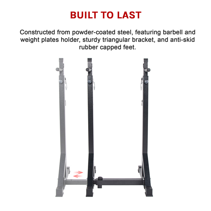 Commercial Squat Rack Adjustable Pair Fitness Exercise Weight Lifting Gym Barbell Stand
