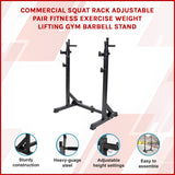 Commercial Squat Rack Adjustable Pair Fitness Exercise Weight Lifting Gym Barbell Stand - Close-Up Angle