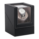 Automatic Watch Winder Display Box Case Motor Rotation Storage PU Leather - Low Angle