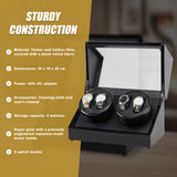 Automatic Quad Watch Winder Wood Display Box Case Motor Rotation Storage - Top-Down View