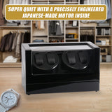 Automatic Quad Watch Winder Wood Display Box Case Motor Rotation Storage - Rear View
