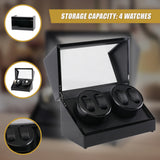 Automatic Quad Watch Winder Wood Display Box Case Motor Rotation Storage - Close-Up Angle