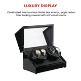 Automatic Quad Watch Winder Wood Display Box Case Motor Rotation Storage - Low Angle