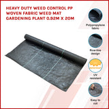 Heavy Duty Weed Control PP Woven Fabric Weed Mat Gardening Plant 0.92m x 20m - Front View