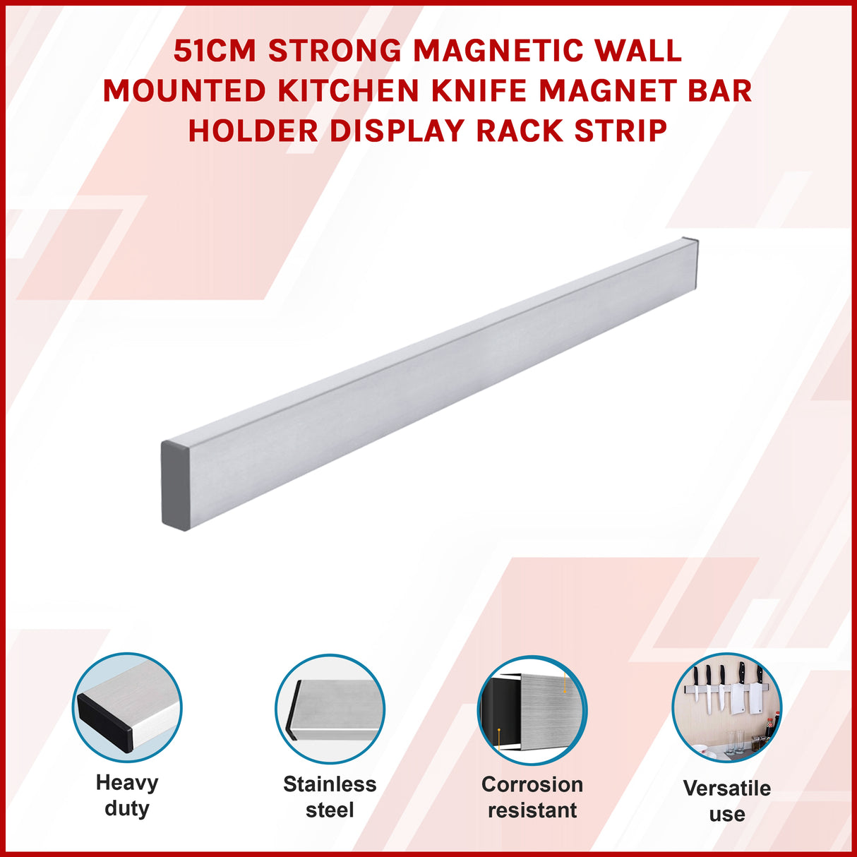 41cm Strong Magnetic Wall Mounted Kitchen Knife Magnet Bar Holder Display Rack Strip