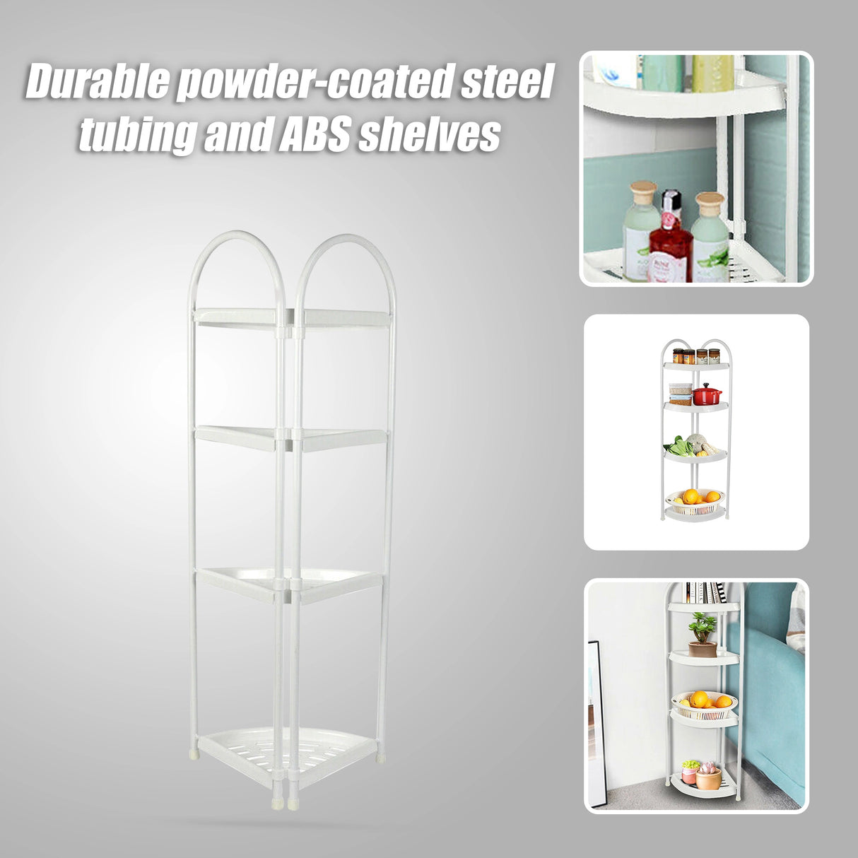 Shower Corner Shelf White Caddy Bathroom Shelves Organiser Bath Storage Rack 4