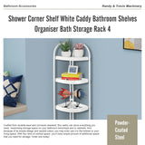 Shower Corner Shelf White Caddy Bathroom Shelves Organiser Bath Storage Rack 4 - Low Angle