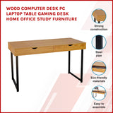 Wood Computer Desk PC Laptop Table Gaming Desk Home Office Study Furniture - Front View