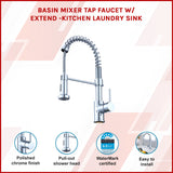 Basin Mixer Tap Faucet w/Extend -Kitchen Laundry Sink - Front View