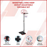 Basketball Ring Hoop Height Adjustable Portable Set - Side View