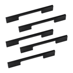 5 x 128mm Kitchen Handle Cabinet Cupboard Door Drawer Handles square Black furniture pulls