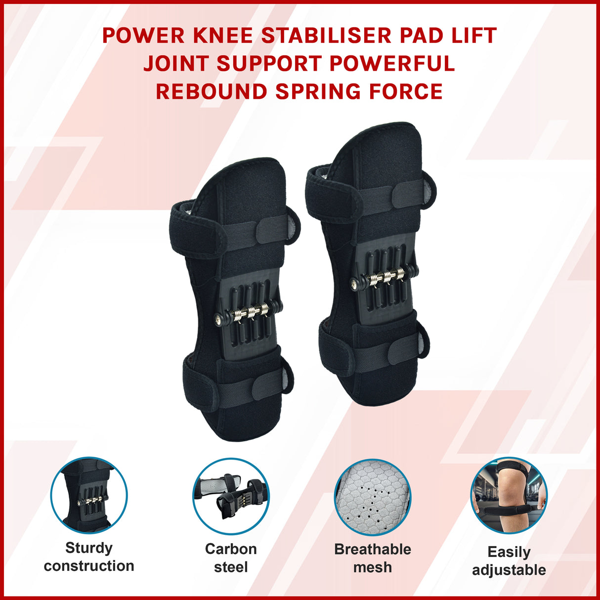 Power Knee Stabiliser Pad with Support Joint Spring Rebound Brace