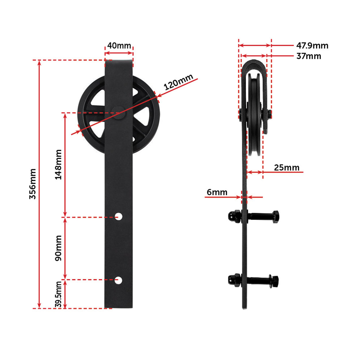 2M Big Spoke Wheel Sliding Barn Door Hardware