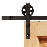 2M Big Spoke Wheel Sliding Barn Door Hardware - Rear View