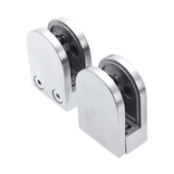 Brushed Nickel Bracket for Glass Balustrade Panels - Set of 2 - Top-Down View