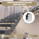 Brushed Nickel Bracket for Glass Balustrade Panels - Set of 2 - Low Angle