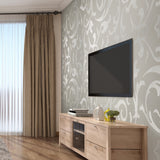 Wallpaper Silver Flower Pattern Non-woven Wall Paper Roll - Front View
