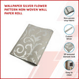 Wallpaper Silver Flower Pattern Non-woven Wall Paper Roll