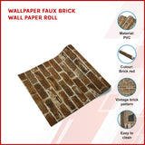 Wallpaper Faux Brick Wall Paper Roll - Front View