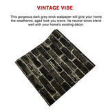Wallpaper Faux Vintage Brick Pattern Wall Paper Roll - Close-Up Angle