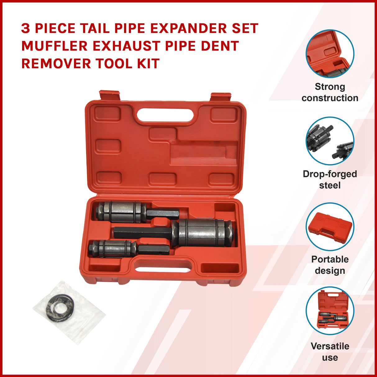3 Piece Tail Pipe Expander Set Muffler Exhaust Pipe Dent Remover Tool Kit