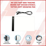 A4 LED Light Box Tracing Board Art Design Stencil Tattoo Copy Drawing Pad - Front View