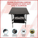 Folding Collapsible Camping Table Caravan RV Heavy Duty Steel & Aluminium - 45-Degree Angle