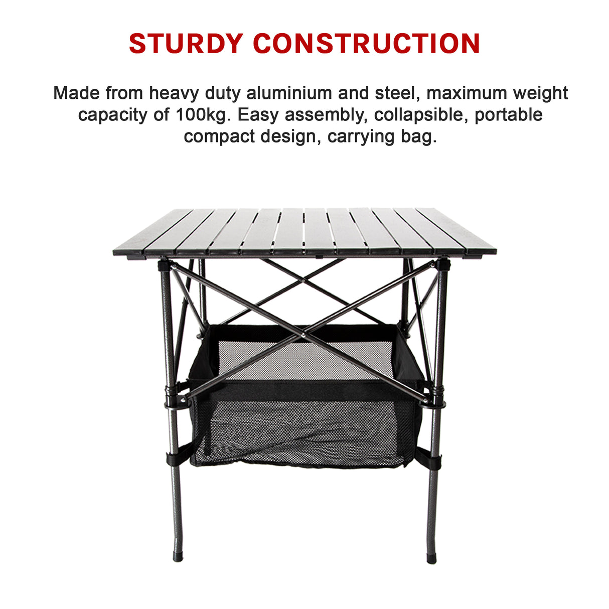 Folding Collapsible Camping Table Caravan RV Heavy Duty Steel & Aluminium