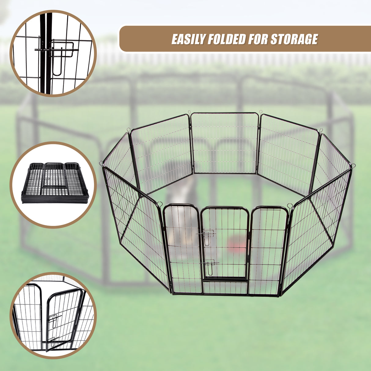 8 Panel Heavy Duty Pet Dog Playpen Puppy Exercise Fence Enclosure Cage